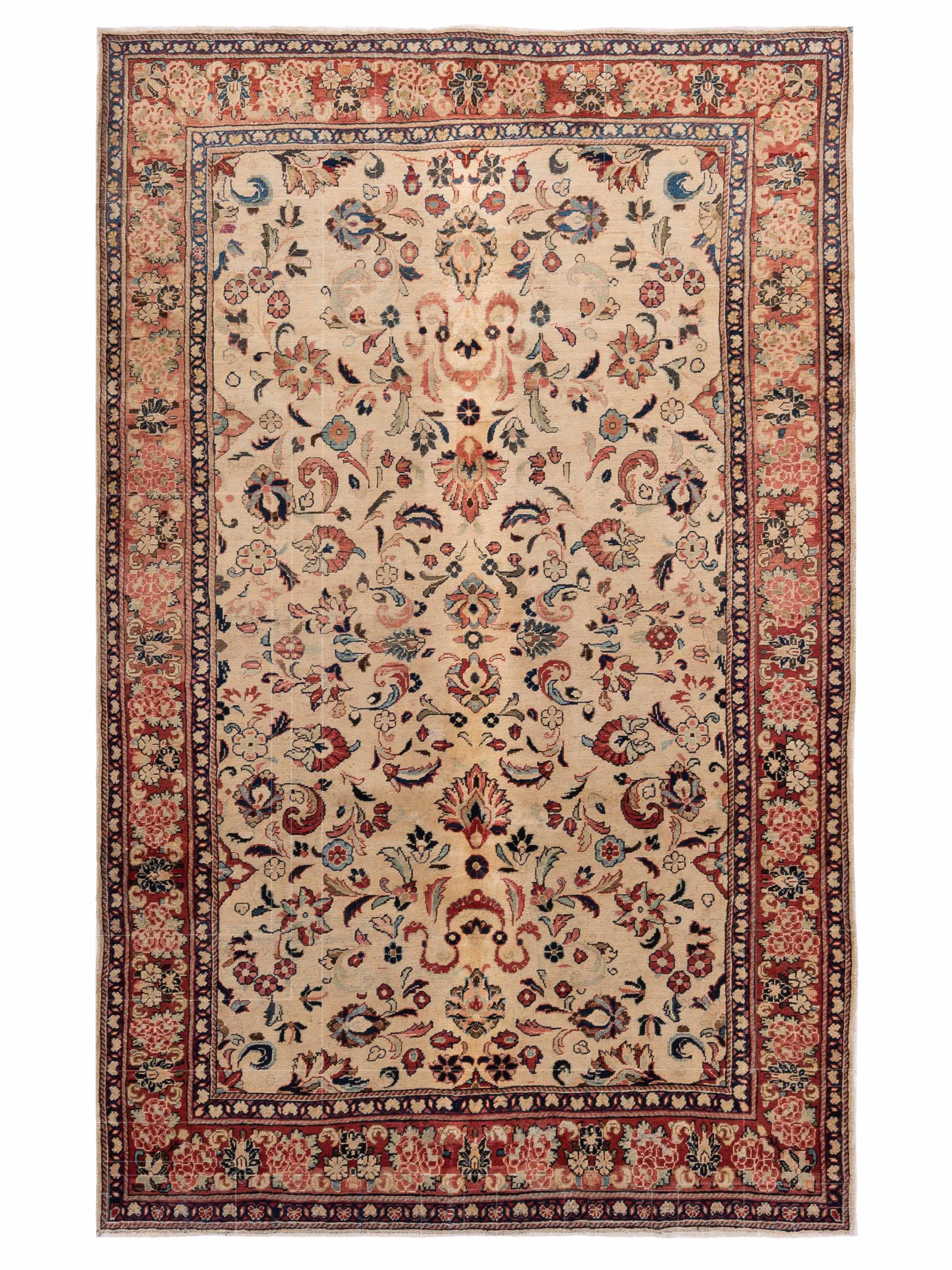 Antique Heirloom Traditional Ivory Rust 7x11 Area Rug	