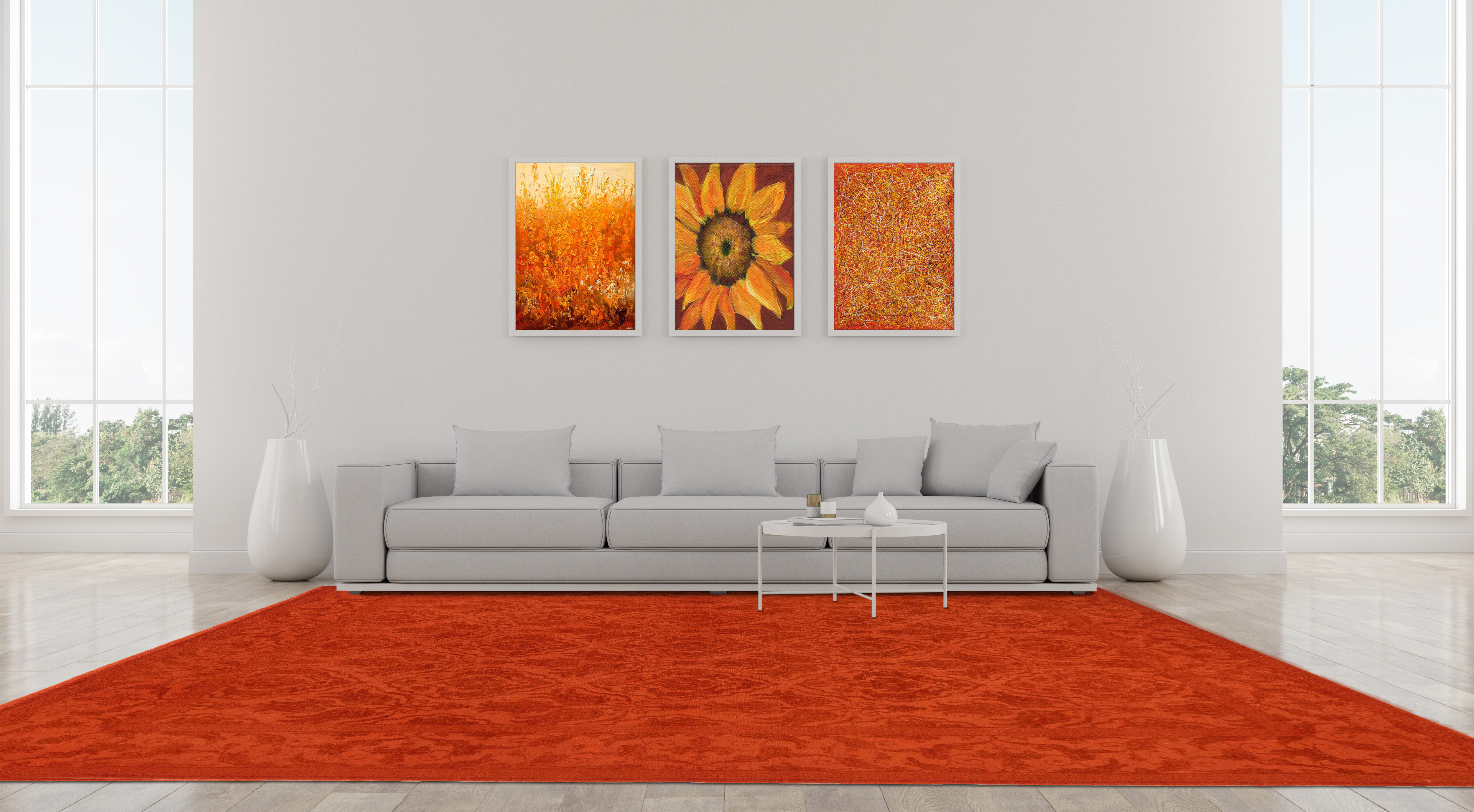 Transitional Orange 8x10 Area Rug in living room	