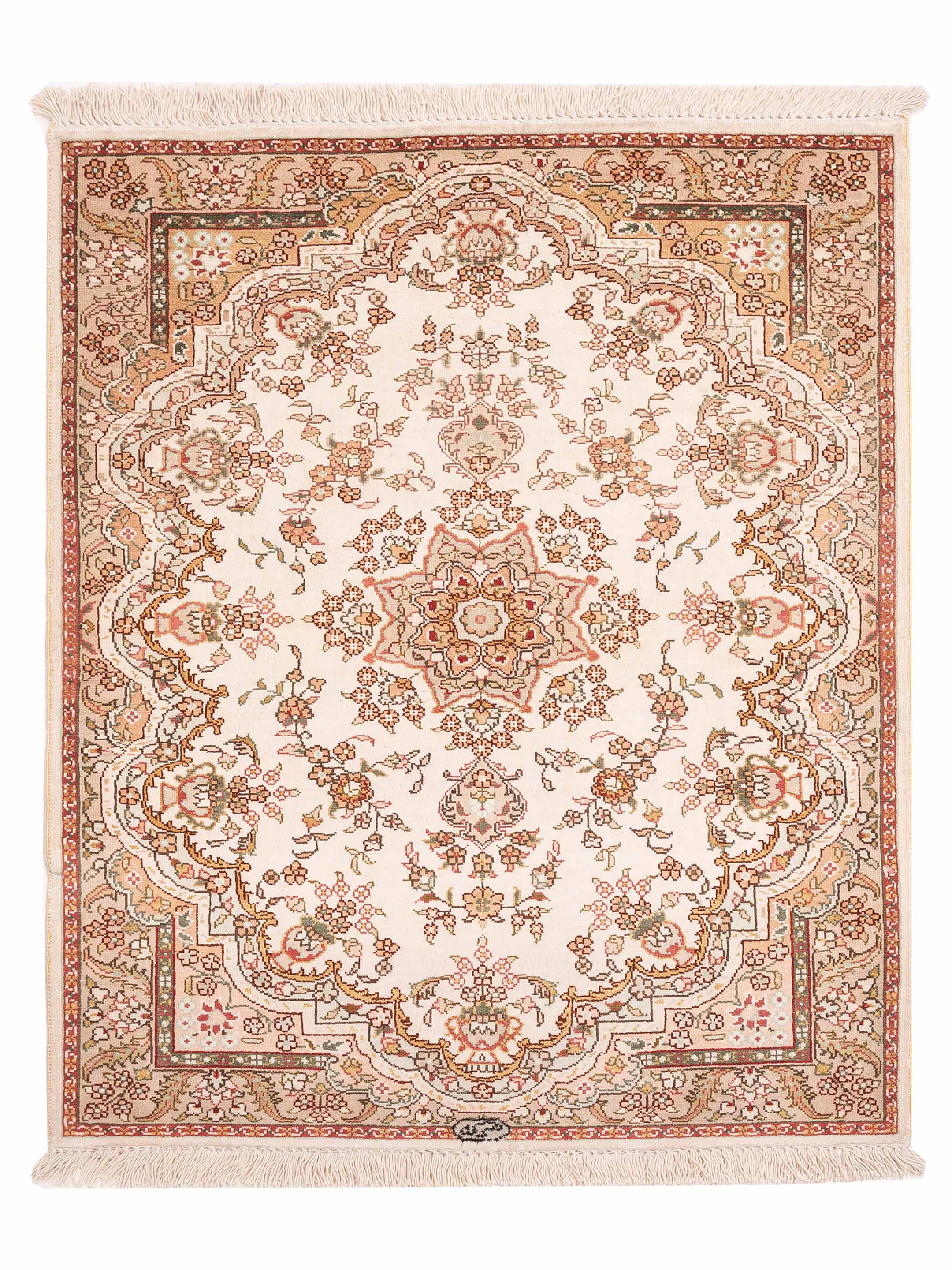 Pure Silk Traditional Ivory 2x3 Area Rug	