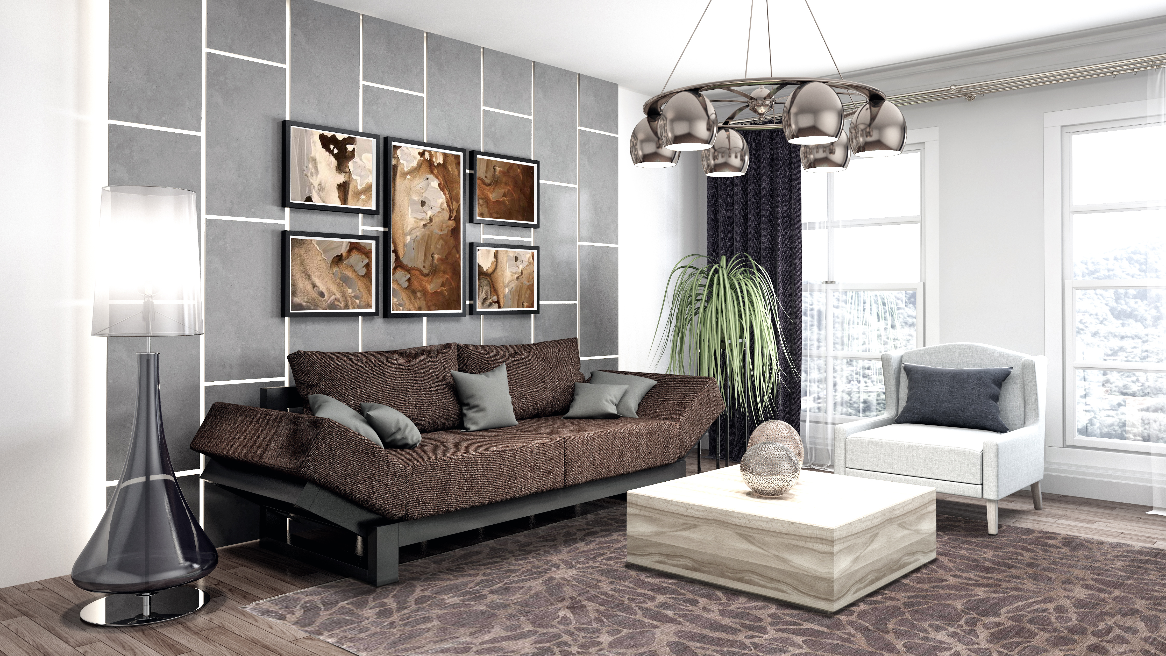Contemporary Brown 8x10 Area Rug in living room	