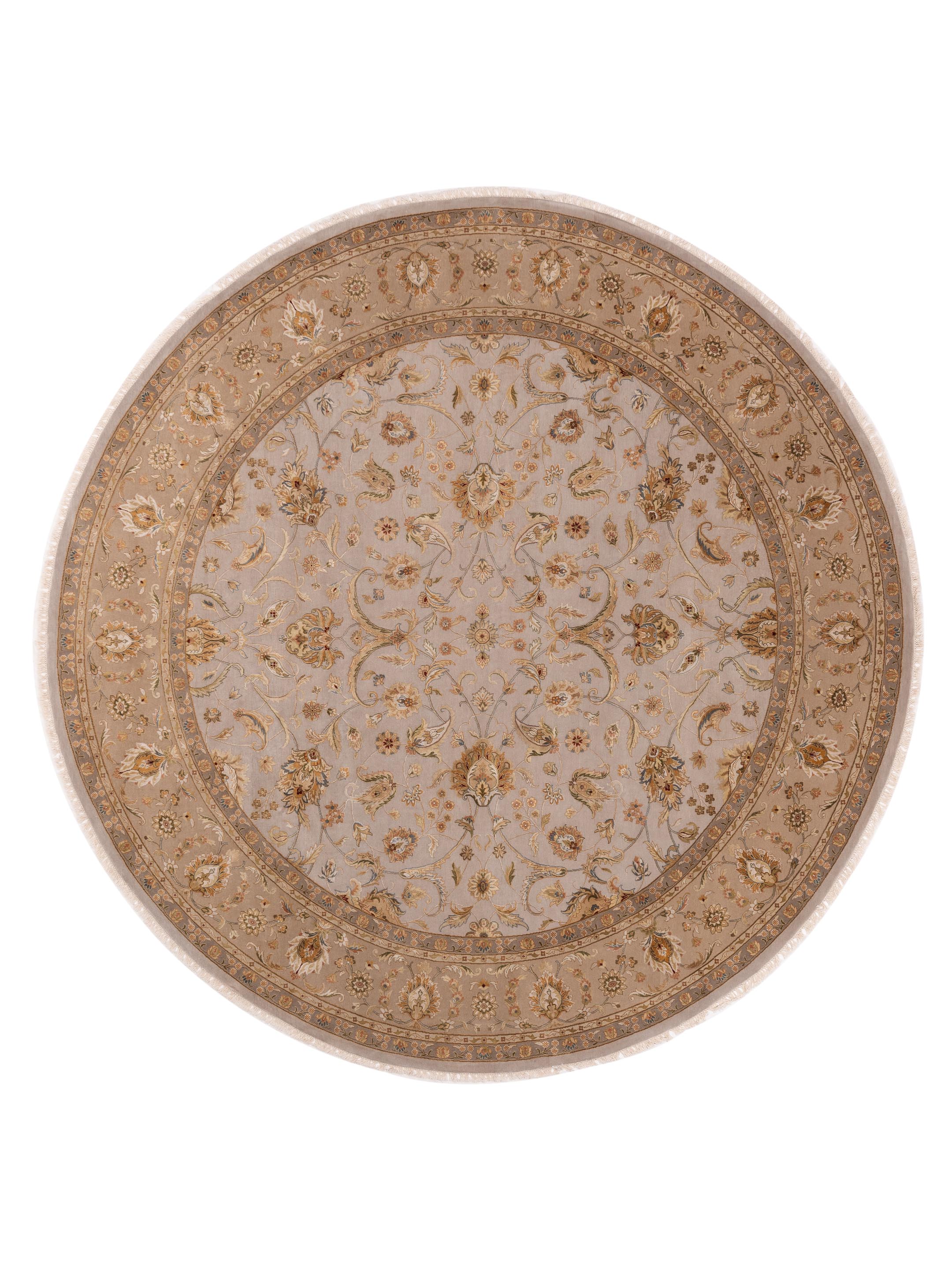 Imperial Silk Traditional Beige Gold 10x10 Round Area Rug	