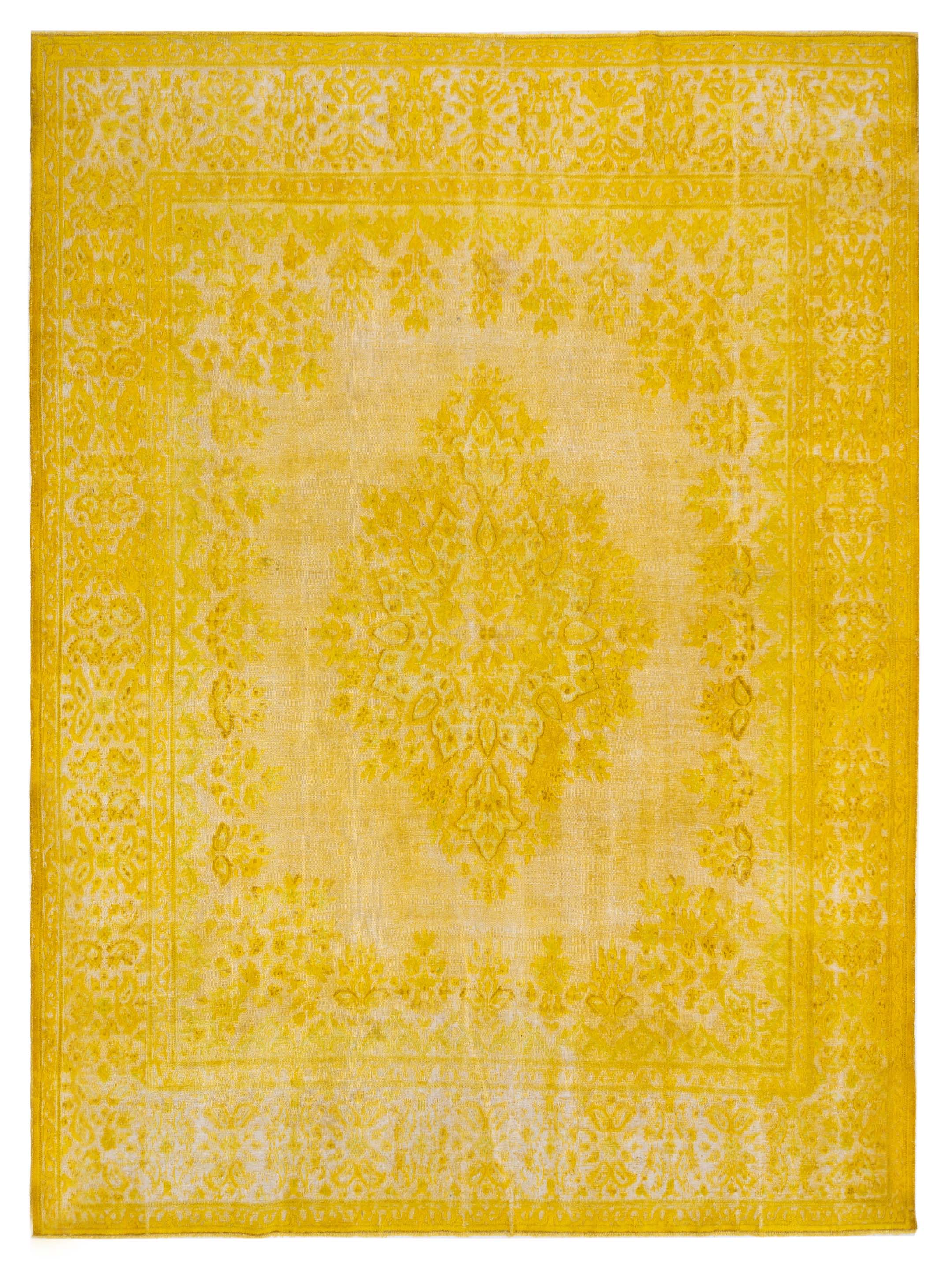 Vintage Transitional Yellow 9x13 Area Rug	