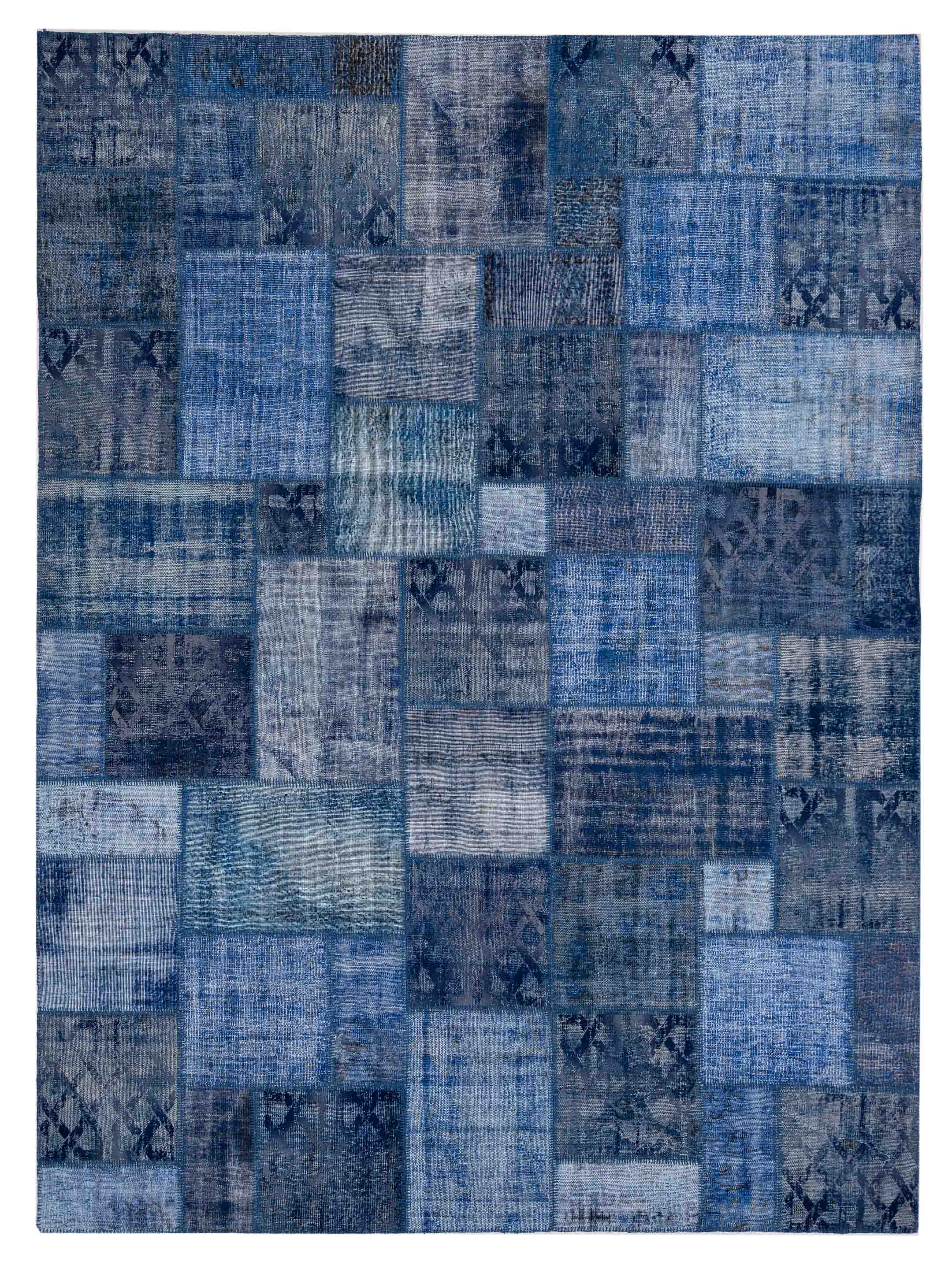 Turkish Vestige Patchwork Contemporary Indigo area rug	