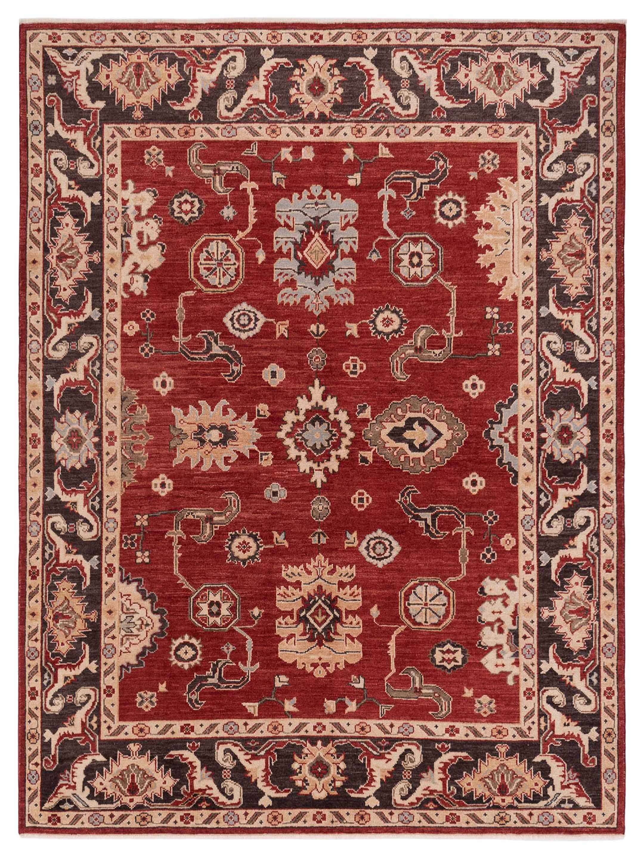 Red Brown hand-knotted Turkish oushak rug