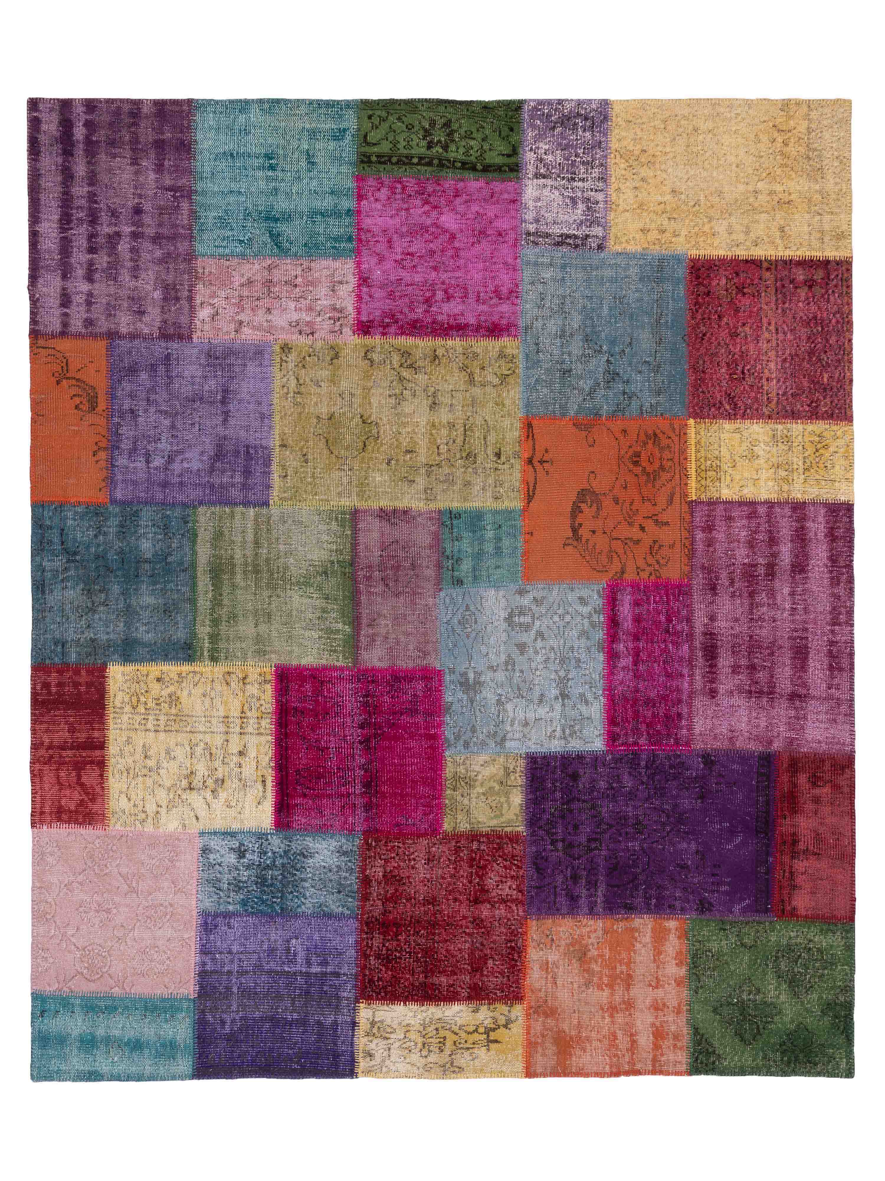 Multi color patchwork hand-knotted Turkish area rug	