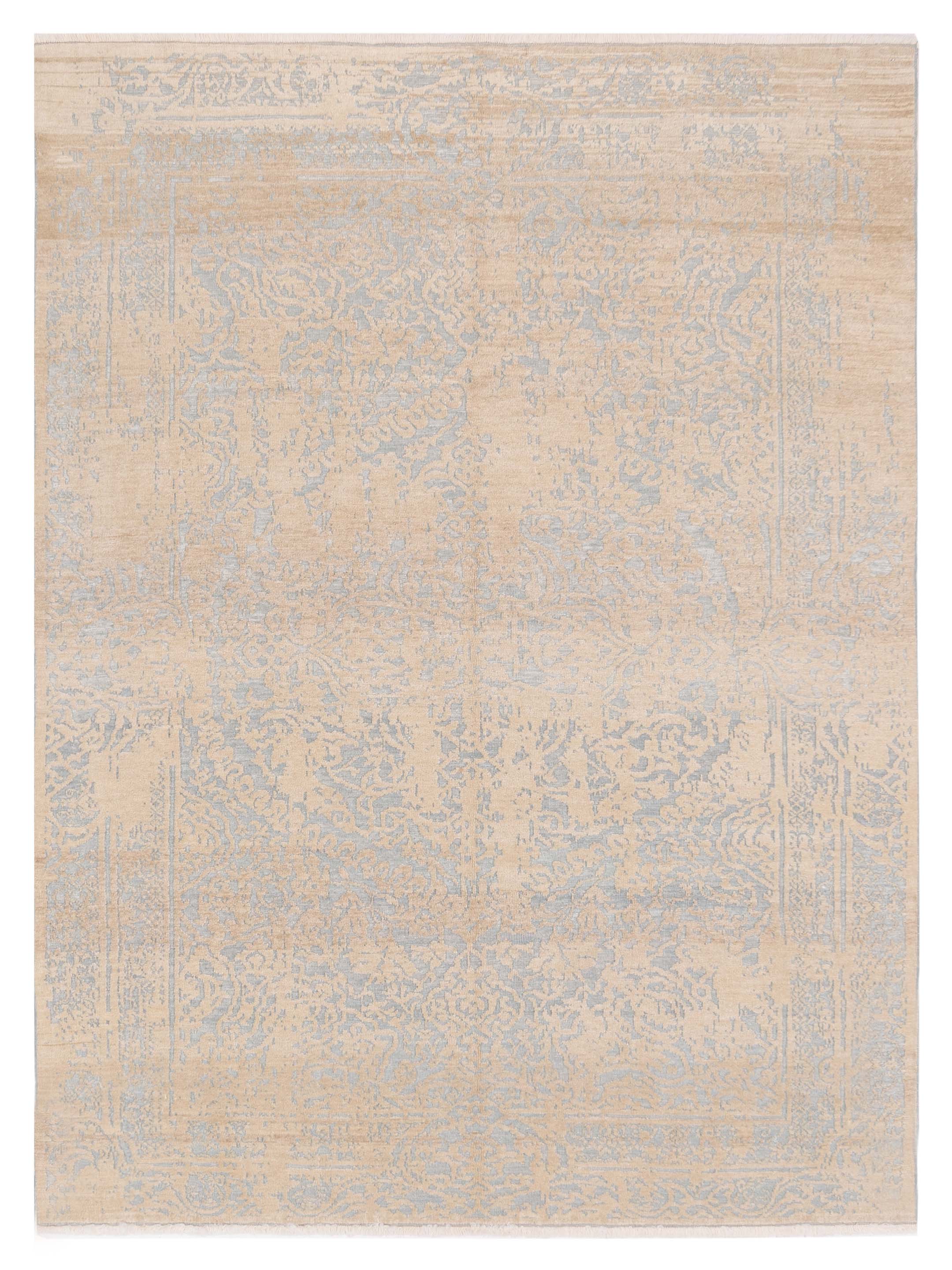 Transitional Ice Blue Beige Area Rug