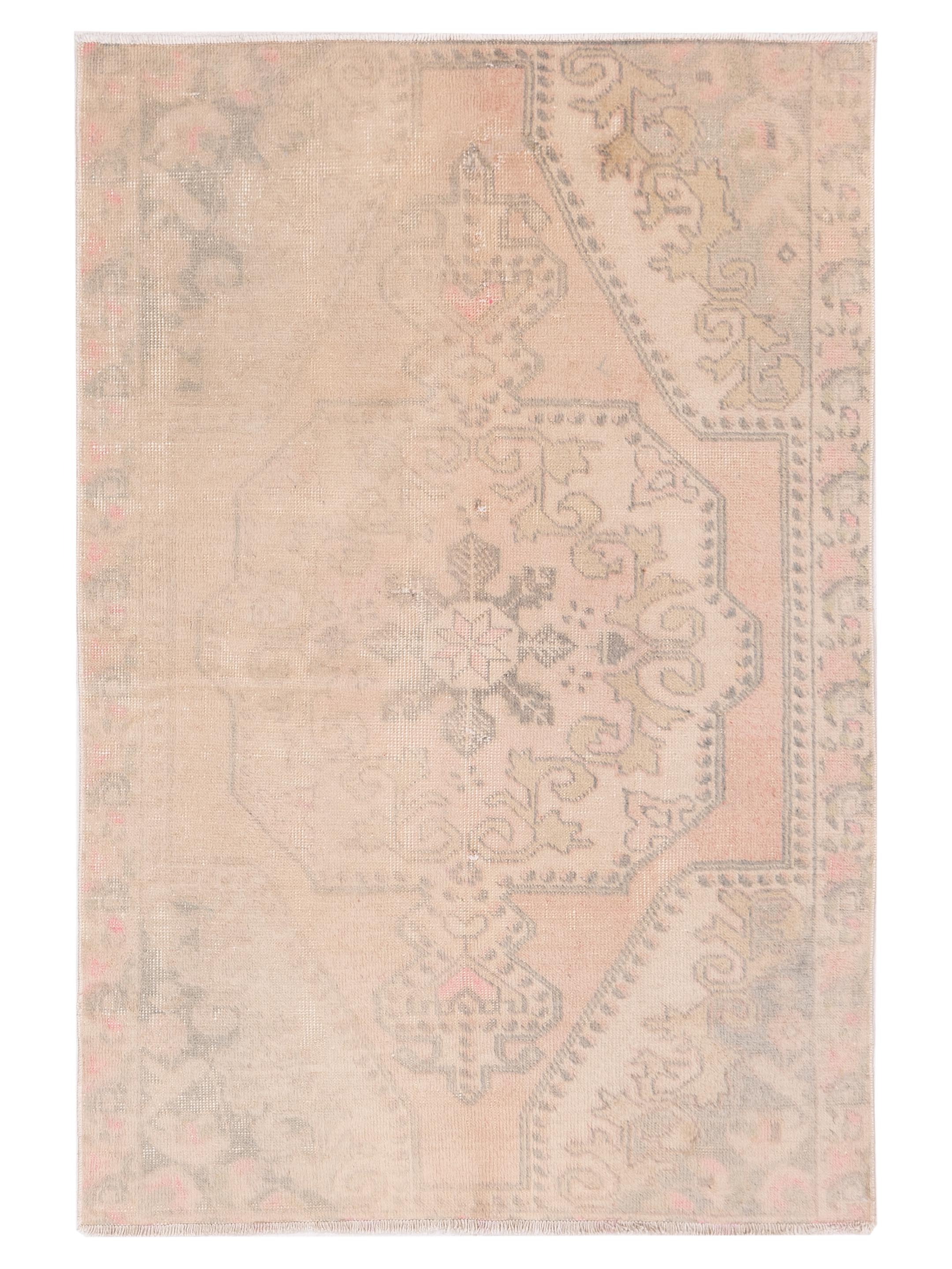 Old Anatolian Traditional Pink Silver 4x6 Rug	