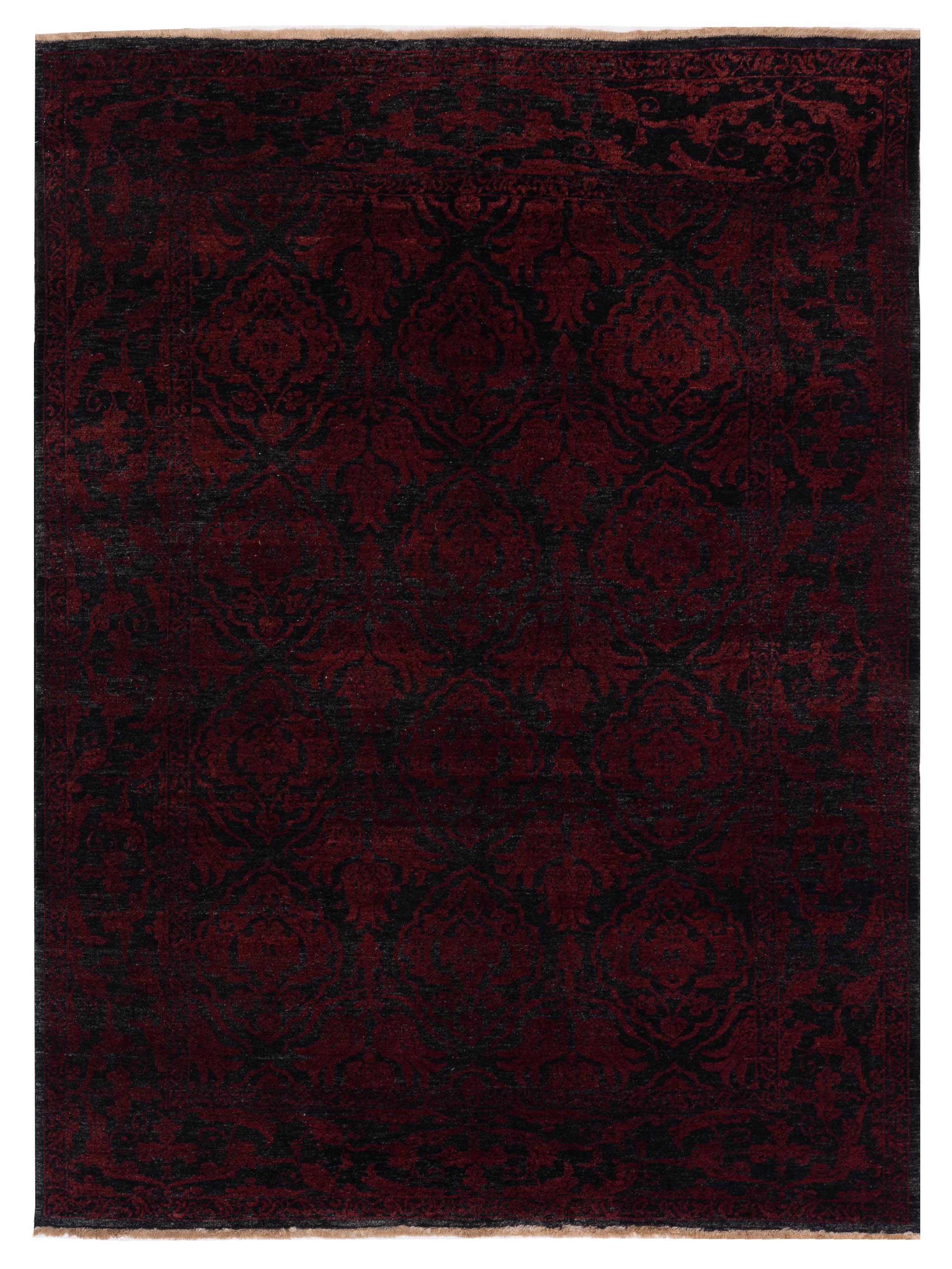 Transitional Charcoal Red Gothic Area Rug	
