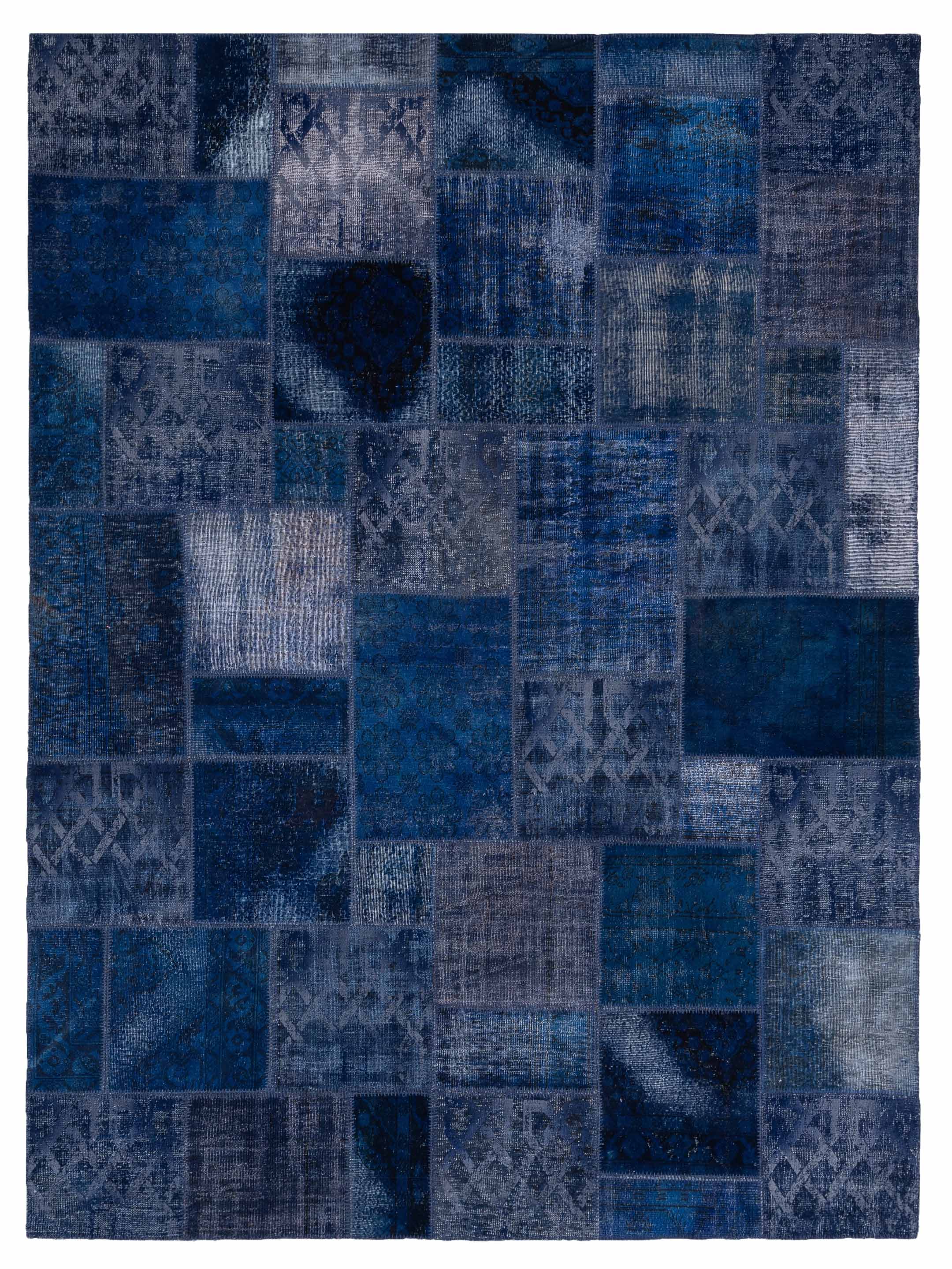 Turkish Vestige Patchwork Contemporary dark blue area rug	