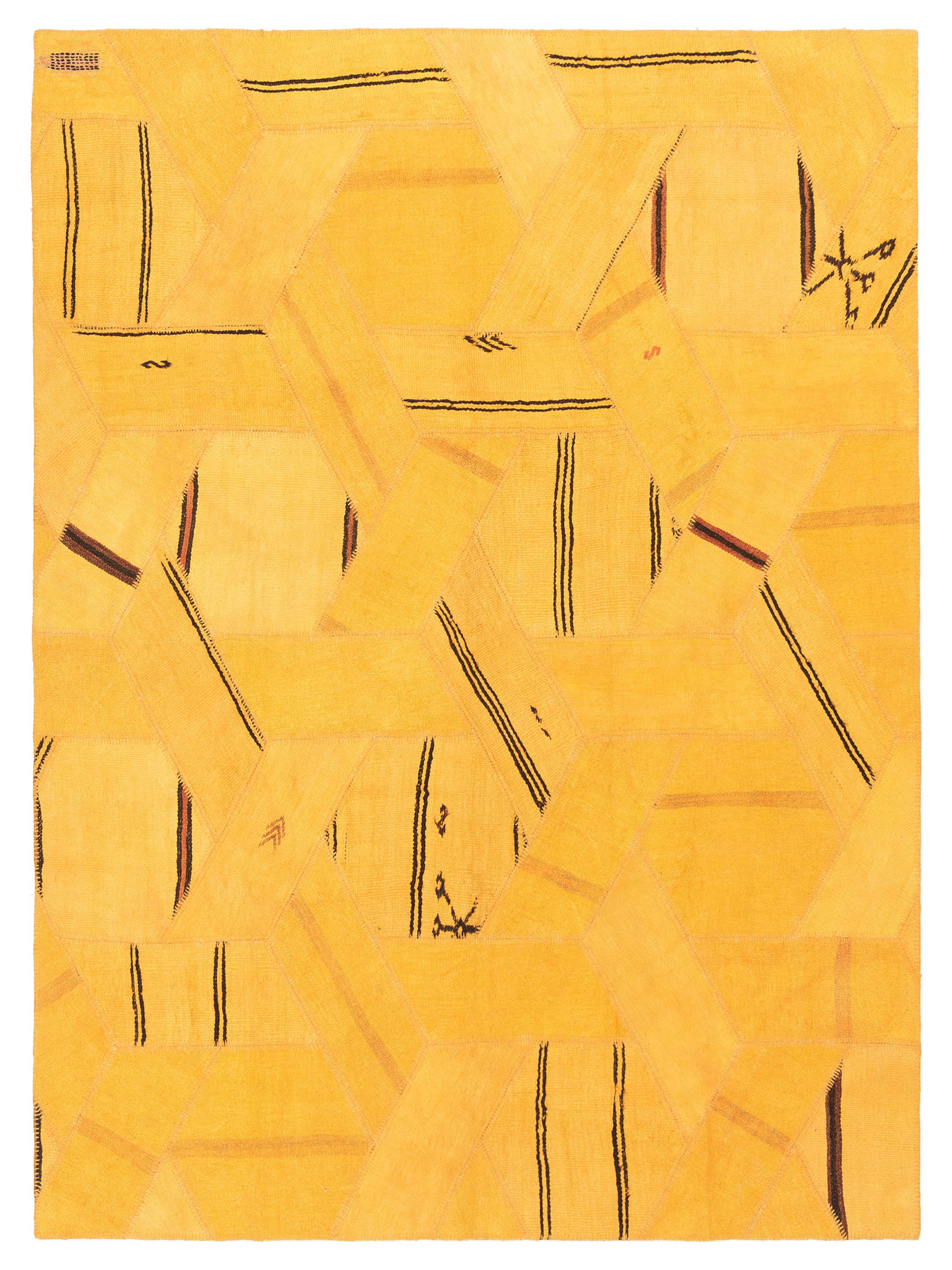 Turkish Vestige Patchwork Contemporary Yellow Yellow 8x10 Area Rug	