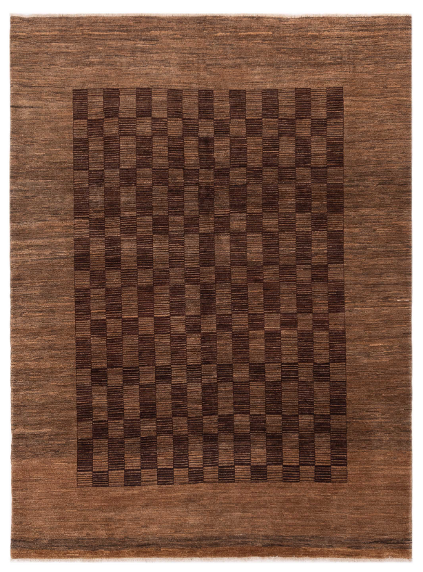 Contemporary Brown Checkered Rug	